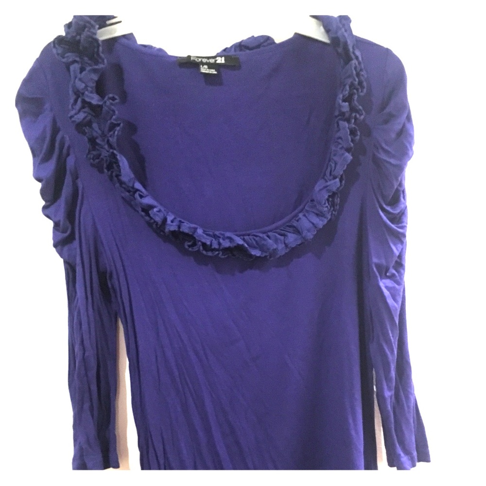 Colbalt Blue Ruffle 3/4 sleeve shirt